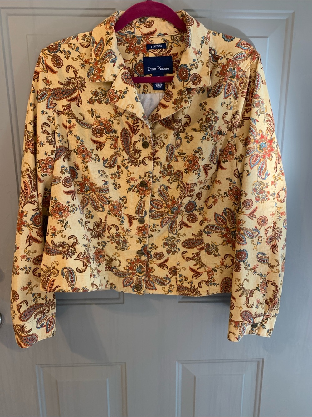 Evan Picone Snap front Paisley Jacket Women’s size 14 Summer/Autumn western Boho
